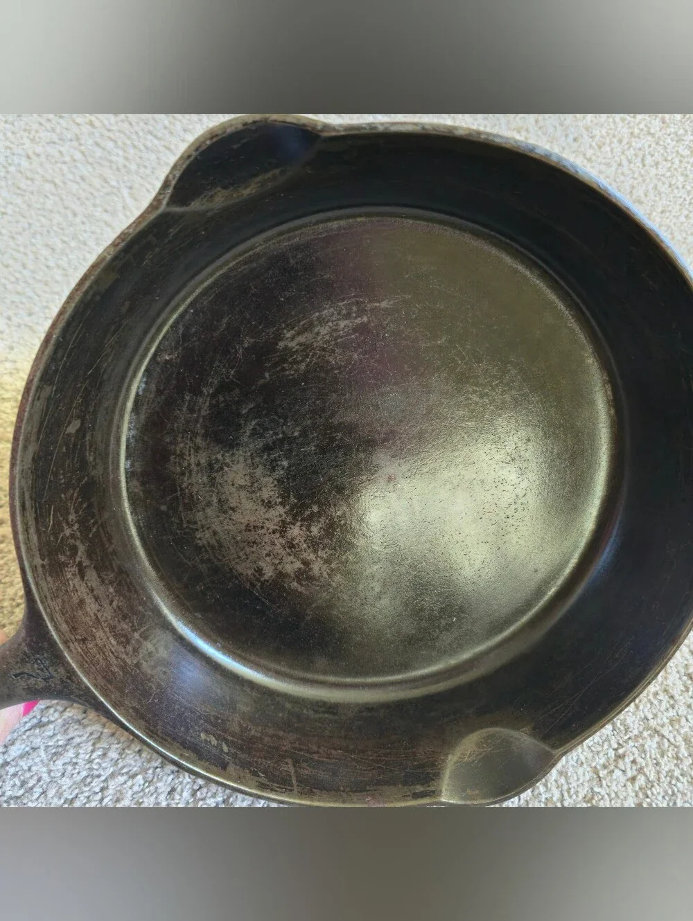 Vintage GRISWOLD Cast Iron SKILLET Frying Pan # 7 LARGE BLOCK LOGO - Ironspoon